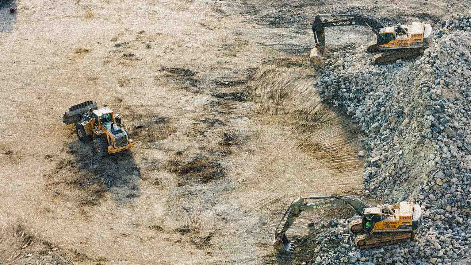 Bulldozers moving dirt