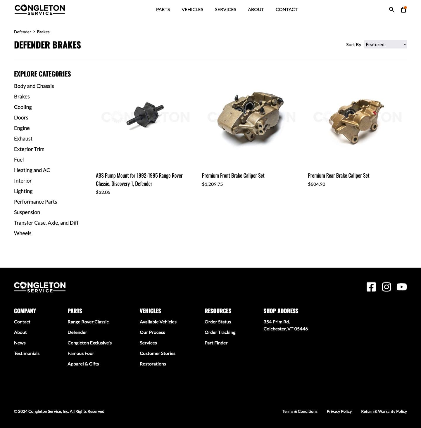 Next.js headless e-commerce web design mockup for Congleton Service