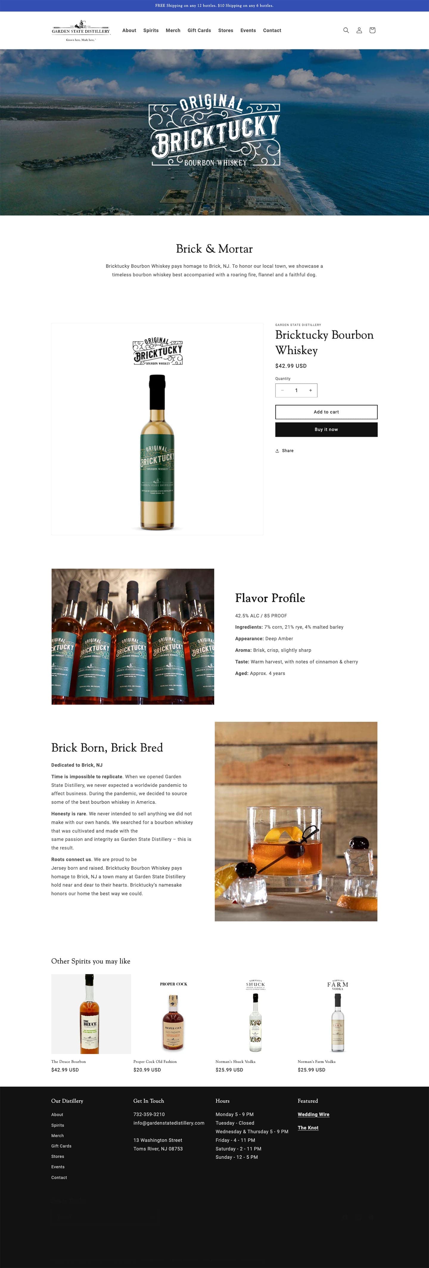 Shopify Ecommerce website for Garden State Distillery