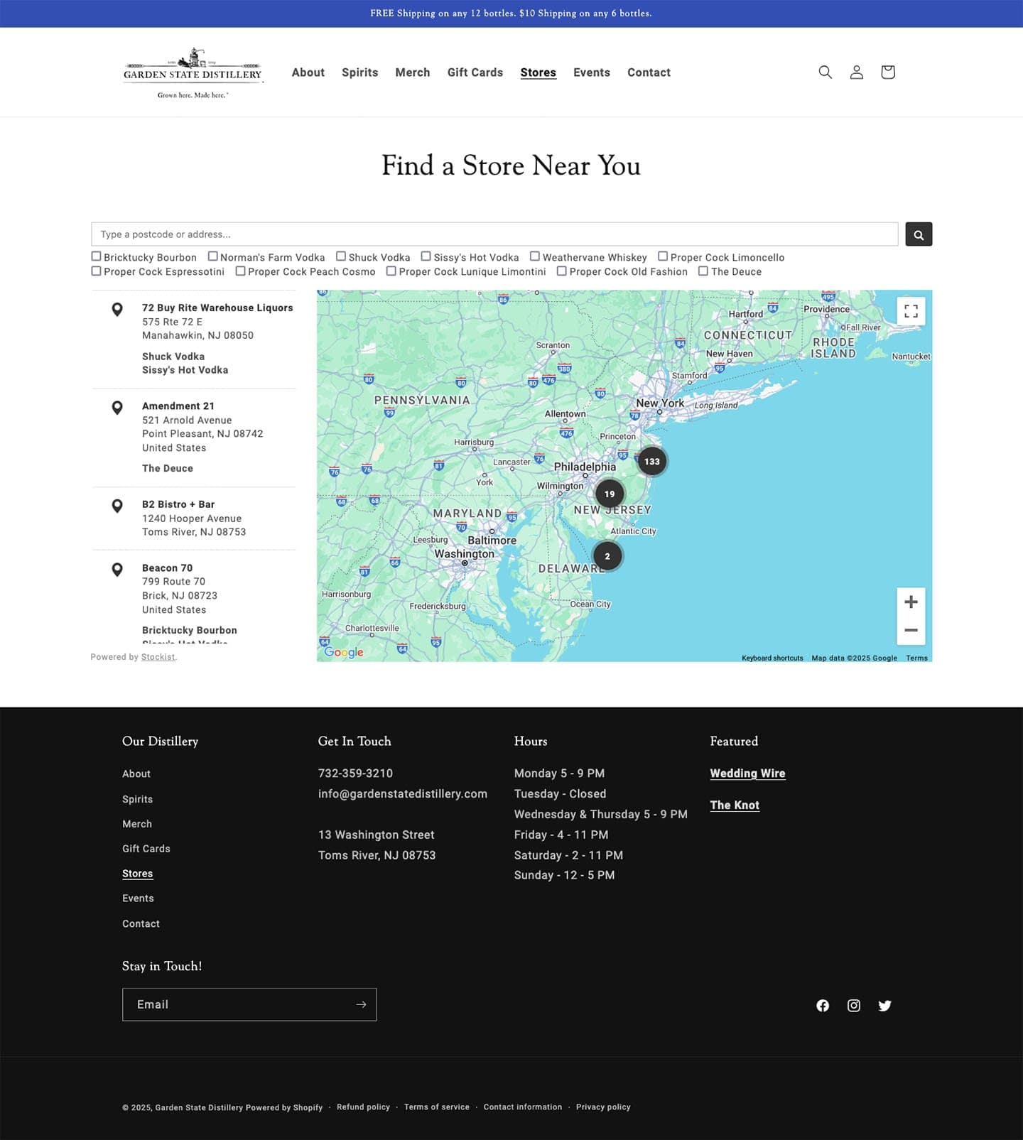 Shopify Ecommerce website for Garden State Distillery